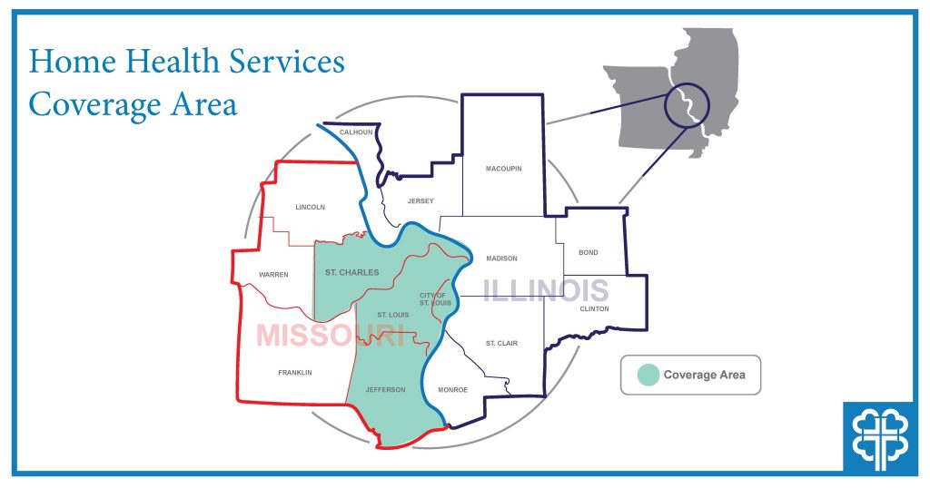 A map of Home Health Services Coverage area